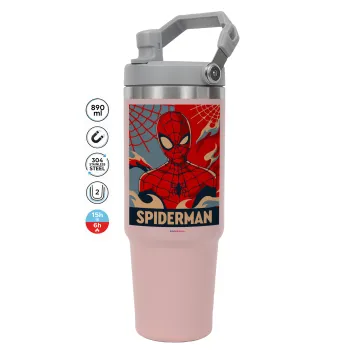 Spiderman kid, ΡΟΖ χρώματος Θερμός Ανοξείδωτο 890ml (30oz) με χερούλι