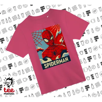 Spiderman kid, ΡΟΖ παιδικό T-Shirt από 100% βαμβάκι, για κάθε μέρα. Vegan & OEKO-TEX πιστοποιημένο.