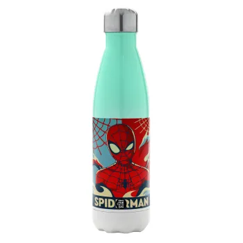 Spiderman kid, Metal mug thermos Green/White (Stainless steel), double wall, 500ml