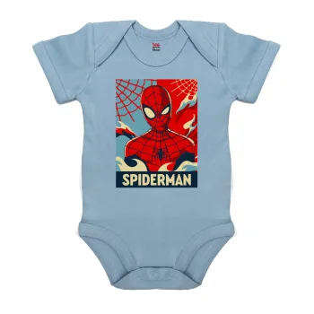 Spiderman kid, Βρεφικό φορμάκι μωρού, 0-18 μηνών, Μπλε, 100% Organic Cotton, κοντομάνικο