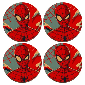 Spiderman kid, ΣΕΤ x4 Σουβέρ ξύλινα στρογγυλά plywood (9cm)