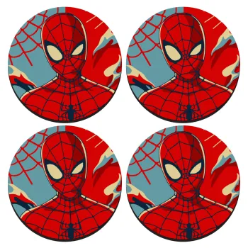 Spiderman kid, ΣΕΤ 4 Σουβέρ ξύλινα στρογγυλά (9cm)