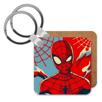 Spiderman kid, Μπρελόκ Ξύλινο τετράγωνο MDF