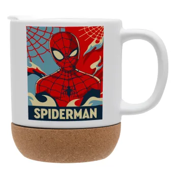 Spiderman kid, Ceramic coffee mug Cork (MAT), 330ml