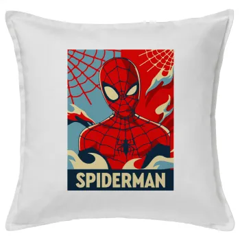 Spiderman kid, Μαξιλάρι καναπέ ΛΕΥΚΟ 100% βαμβάκι, περιέχεται το γέμισμα (50x50cm)