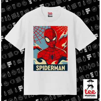 Spiderman kid, Κλασικό T-Shirt, διπλής ραφής, χωρίς πλευρικές ραφές ΛΕΥΚΟ από 100% βαμβάκι. Vegan & OEKO-TEX πιστοποιημένο.