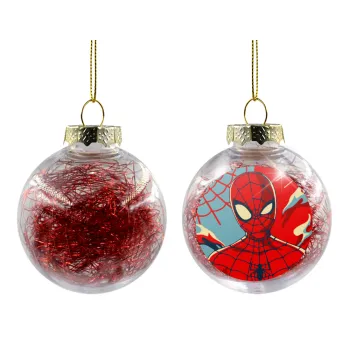 Spiderman kid, Transparent Christmas tree ball ornament with red filling 8cm