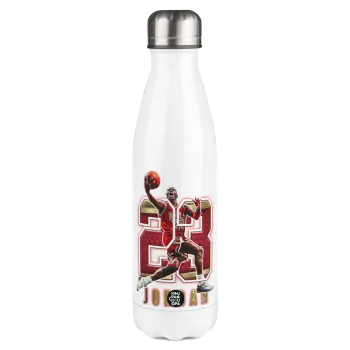 Jordan 23, Μεταλλικό παγούρι θερμός Λευκό (Stainless steel), διπλού τοιχώματος, 500ml