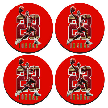 Jordan 23, ΣΕΤ 4 Σουβέρ ξύλινα στρογγυλά (9cm)