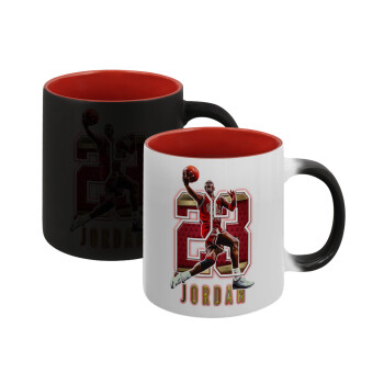 Jordan 23, Κούπα Μαγική εσωτερικό κόκκινο, κεραμική, 330ml που αλλάζει χρώμα με το ζεστό ρόφημα