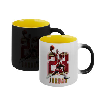 Jordan 23, Κούπα Μαγική εσωτερικό κίτρινη, κεραμική 330ml που αλλάζει χρώμα με το ζεστό ρόφημα