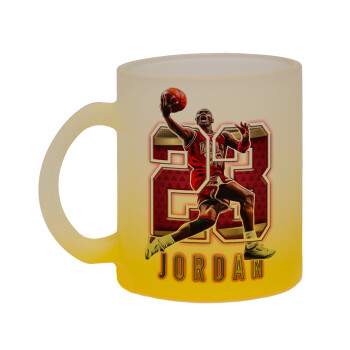 Jordan 23, Κούπα γυάλινη δίχρωμη με βάση το κίτρινο ματ, 330ml