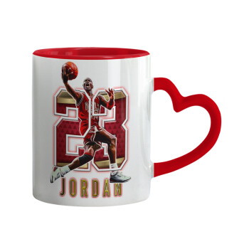 Jordan 23, Κούπα καρδιά χερούλι κόκκινη, κεραμική, 330ml