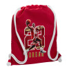 Backpack pouch GYMBAG Red, with pocket (40x48cm) & thick cords