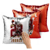 Μαξιλάρι καναπέ Μαγικό Κόκκινο με πούλιες 40x40cm περιέχεται το γέμισμα
