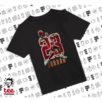 Jordan 23, Άνετο παιδικό T-Shirt ΜΑΥΡΟ από 100% βαμβάκι, για κάθε μέρα. Vegan & OEKO-TEX πιστοποιημένο.