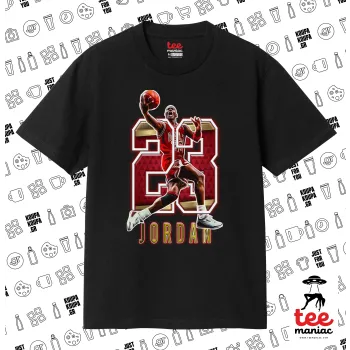 Jordan 23, Κλασικό T-Shirt, διπλής ραφής, χωρίς πλευρικές ραφές ΜΑΥΡΟ από 100% βαμβάκι. Vegan & OEKO-TEX πιστοποιημένο.