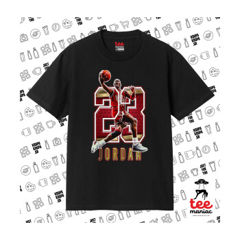 Jordan 23, Κλασικό T-Shirt, διπλής ραφής, χωρίς πλευρικές ραφές ΜΑΥΡΟ από 100% βαμβάκι. Vegan & OEKO-TEX πιστοποιημένο.