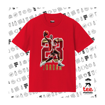 Jordan 23, Κλασικό T-Shirt, διπλής ραφής, χωρίς πλευρικές ραφές ΚΟΚΚΙΝΟ από 100% βαμβάκι. Vegan & OEKO-TEX πιστοποιημένο.