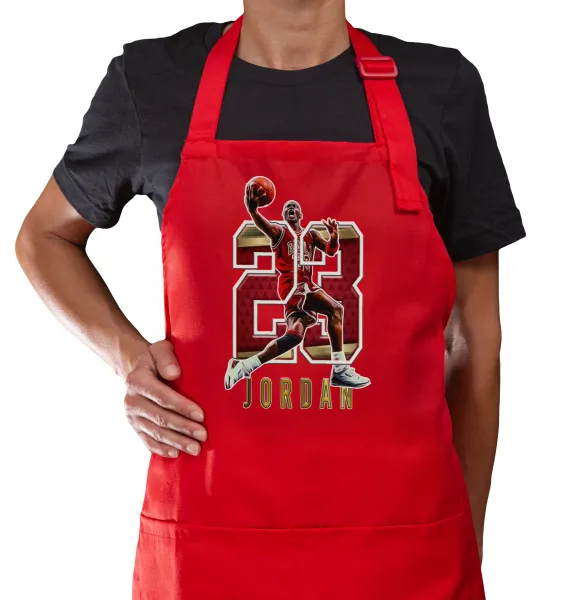 Jordan 23 — Red cooking apron with pockets (adult)