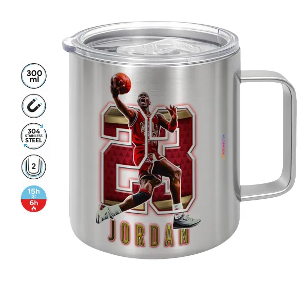 Jordan 23 — Double-walled stainless steel mug 300ml with temperature-retaining lid