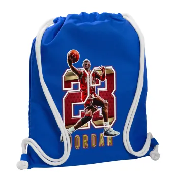 Jordan 23, Τσάντα πλάτης πουγκί GYMBAG Μπλε, με τσέπη (40x48cm) & χονδρά κορδόνια