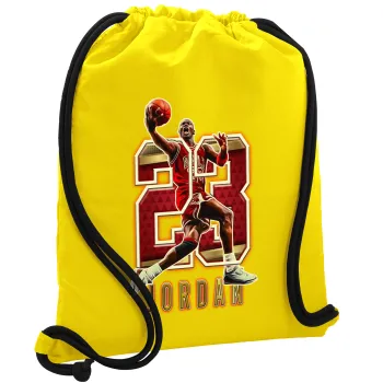 Jordan 23, Τσάντα πλάτης πουγκί GYMBAG Κίτρινη, με τσέπη (40x48cm) & χονδρά κορδόνια