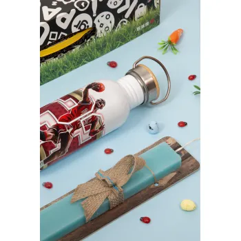 Jordan 23, Πασχαλινή Λαμπάδα με παγούρι μεταλλικό (620ml, stainless steel) & κερί αρωματικό πλακέ (30cm) (ΤΙΡΚΟΥΑΖ)