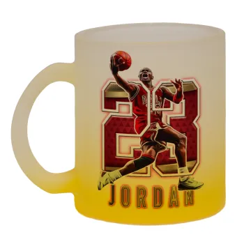Jordan 23, Κούπα γυάλινη δίχρωμη με βάση το κίτρινο ματ, 330ml