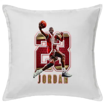 Jordan 23, Μαξιλάρι καναπέ ΛΕΥΚΟ 100% βαμβάκι, περιέχεται το γέμισμα (50x50cm)