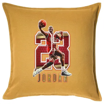 Jordan 23, Μαξιλάρι καναπέ Κίτρινο 100% βαμβάκι, περιέχεται το γέμισμα (50x50cm)