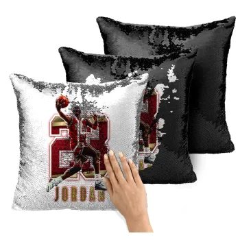 Jordan 23, Μαξιλάρι καναπέ Μαγικό Μαύρο με πούλιες 40x40cm περιέχεται το γέμισμα