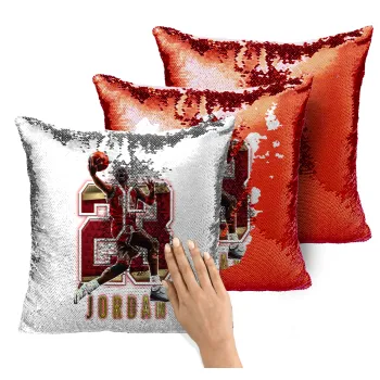 Jordan 23, Μαξιλάρι καναπέ Μαγικό Κόκκινο με πούλιες 40x40cm περιέχεται το γέμισμα