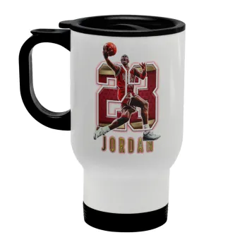 Jordan 23, Stainless steel travel mug with lid, double wall white 450ml
