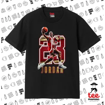 Jordan 23, Κλασικό T-Shirt, διπλής ραφής, χωρίς πλευρικές ραφές ΜΑΥΡΟ από 100% βαμβάκι. Vegan & OEKO-TEX πιστοποιημένο.
