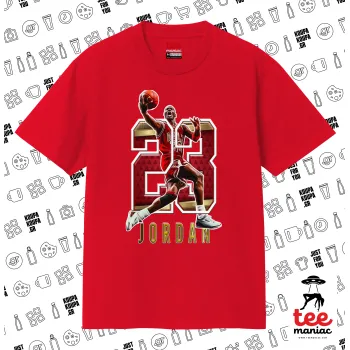 Jordan 23, Κλασικό T-Shirt, διπλής ραφής, χωρίς πλευρικές ραφές ΚΟΚΚΙΝΟ από 100% βαμβάκι. Vegan & OEKO-TEX πιστοποιημένο.