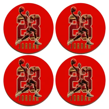 Jordan 23, ΣΕΤ x4 Σουβέρ ξύλινα στρογγυλά plywood (9cm)