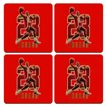 Jordan 23, ΣΕΤ x4 Σουβέρ ξύλινα τετράγωνα plywood (9cm)