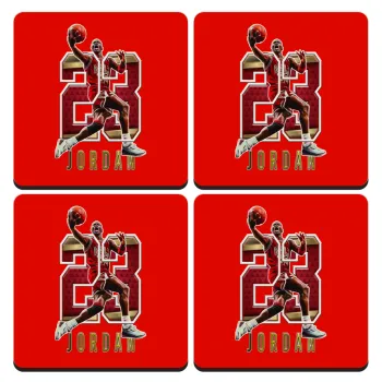 Jordan 23, ΣΕΤ 4 Σουβέρ ξύλινα τετράγωνα (9cm)