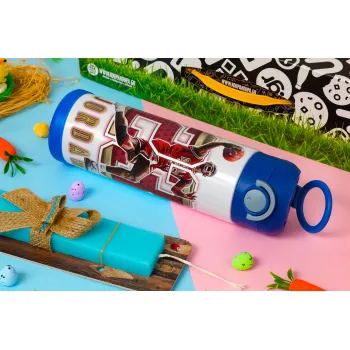 Jordan 23, Πασχαλινή Λαμπάδα με Παιδικό παγούρι θερμό, ανοξείδωτο, με καλαμάκι ασφαλείας, ΜΠΛΕ (500ml)