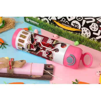 Jordan 23, Easter candle, Childrens hot water bottle, stainless steel, with safety straw, PINK (500ml)