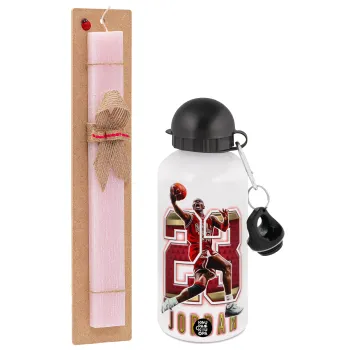 Jordan 23, Easter Set, metallic aluminum bottle (500ml) & aromatic flat Easter candle (30cm) (PINK)