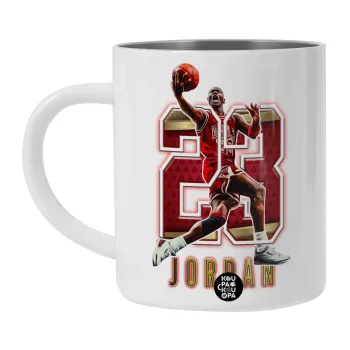 Jordan 23, Λευκή Ανοξείδωτη Μεταλλική Κούπα 450ml - Διπλού Τοιχώματος 