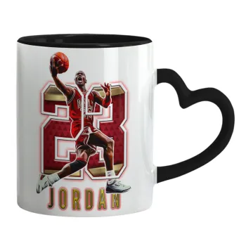 Jordan 23, Κούπα καρδιά χερούλι μαύρη, κεραμική, 330ml
