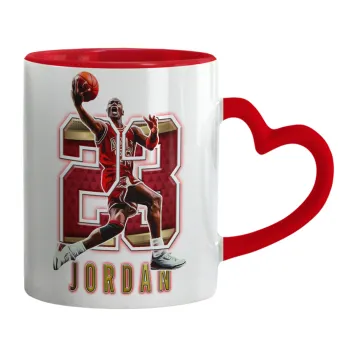 Jordan 23, Κούπα καρδιά χερούλι κόκκινη, κεραμική, 330ml