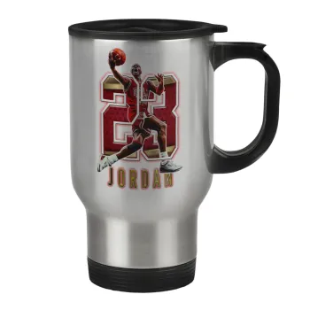 Jordan 23, Κούπα ταξιδιού ανοξείδωτη με καπάκι, διπλού τοιχώματος (θερμό) 450ml