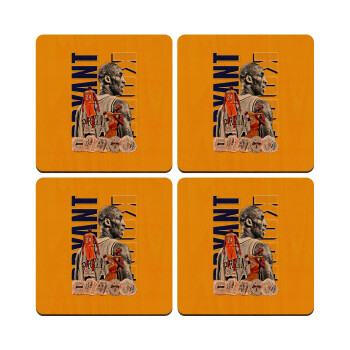 Kobe Bryant, ΣΕΤ x4 Σουβέρ ξύλινα τετράγωνα plywood (9cm)