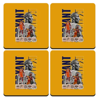 Kobe Bryant, ΣΕΤ 4 Σουβέρ ξύλινα τετράγωνα (9cm)