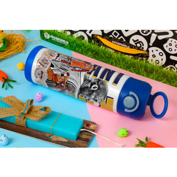 Kobe Bryant, Πασχαλινή Λαμπάδα με Παιδικό παγούρι θερμό, ανοξείδωτο, με καλαμάκι ασφαλείας, ΜΠΛΕ (500ml)