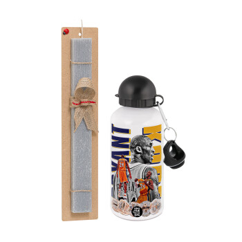 Kobe Bryant, Πασχαλινή Λαμπάδα με παγούρι μεταλλικό  αλουμινίου (500ml) & κερί αρωματικό πλακέ (30cm) (ΓΚΡΙ)